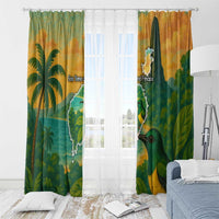 Sao Tome and Principe Tropical Island Window Curtain with Bird and Cocoa Forest Print