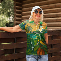 Sao Tome and Principe Tropical Island Women Polo Shirt with Bird and Cocoa Forest Print