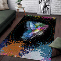 Where the Sunbird Sings Area Rug with Sao Tome and Principe Flag and Color Splash Art