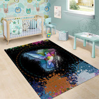 Where the Sunbird Sings Area Rug with Sao Tome and Principe Flag and Color Splash Art