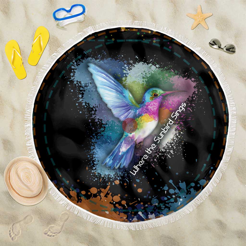 Where the Sunbird Sings Beach Blanket with Sao Tome and Principe Flag and Color Splash Art