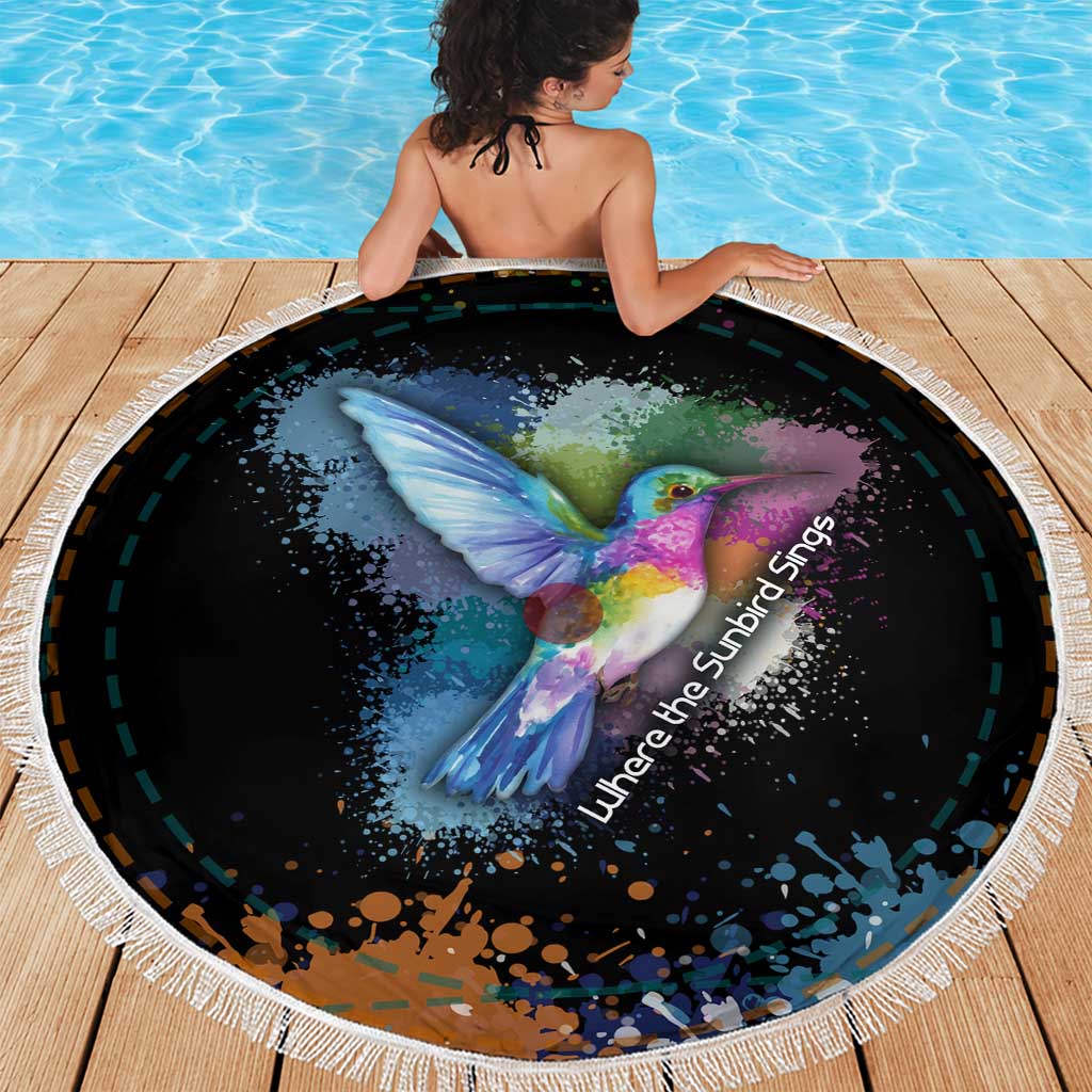 Where the Sunbird Sings Beach Blanket with Sao Tome and Principe Flag and Color Splash Art