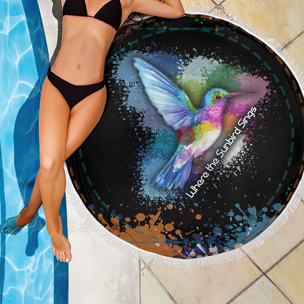 Where the Sunbird Sings Beach Blanket with Sao Tome and Principe Flag and Color Splash Art