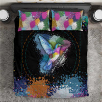 Where the Sunbird Sings Bedding Set with Sao Tome and Principe Flag and Color Splash Art