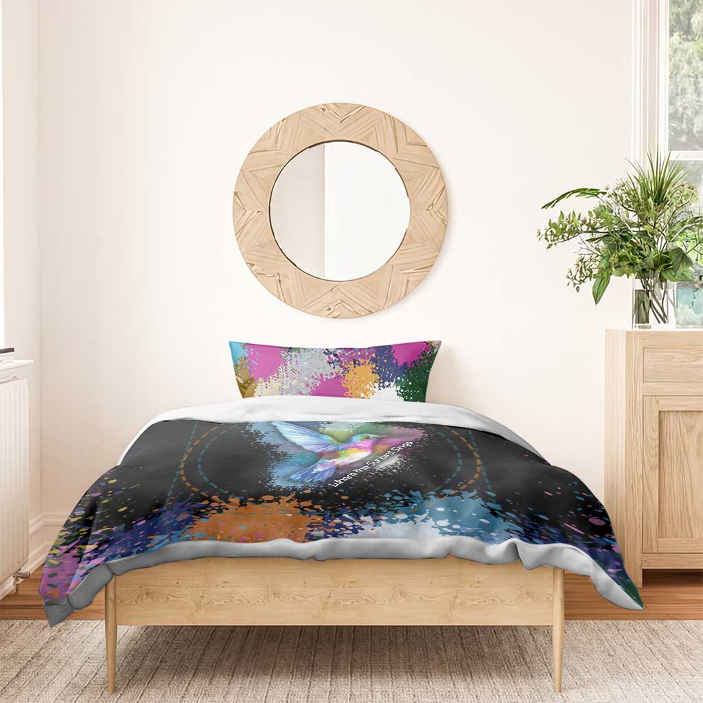 Where the Sunbird Sings Bedding Set with Sao Tome and Principe Flag and Color Splash Art