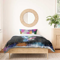 Where the Sunbird Sings Bedding Set with Sao Tome and Principe Flag and Color Splash Art