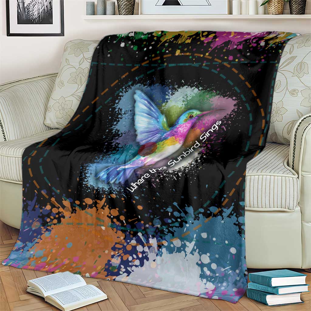 Where the Sunbird Sings Blanket with Sao Tome and Principe Flag and Color Splash Art