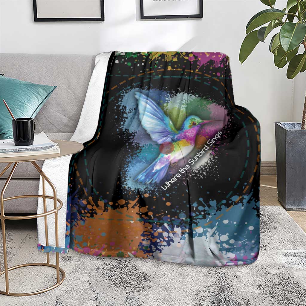 Where the Sunbird Sings Blanket with Sao Tome and Principe Flag and Color Splash Art