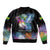 Where the Sunbird Sings Bomber Jacket with Sao Tome and Principe Flag and Color Splash Art