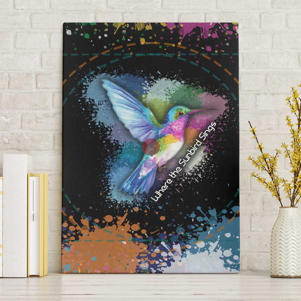 Where the Sunbird Sings Canvas Wall Art with Sao Tome and Principe Flag and Color Splash Art