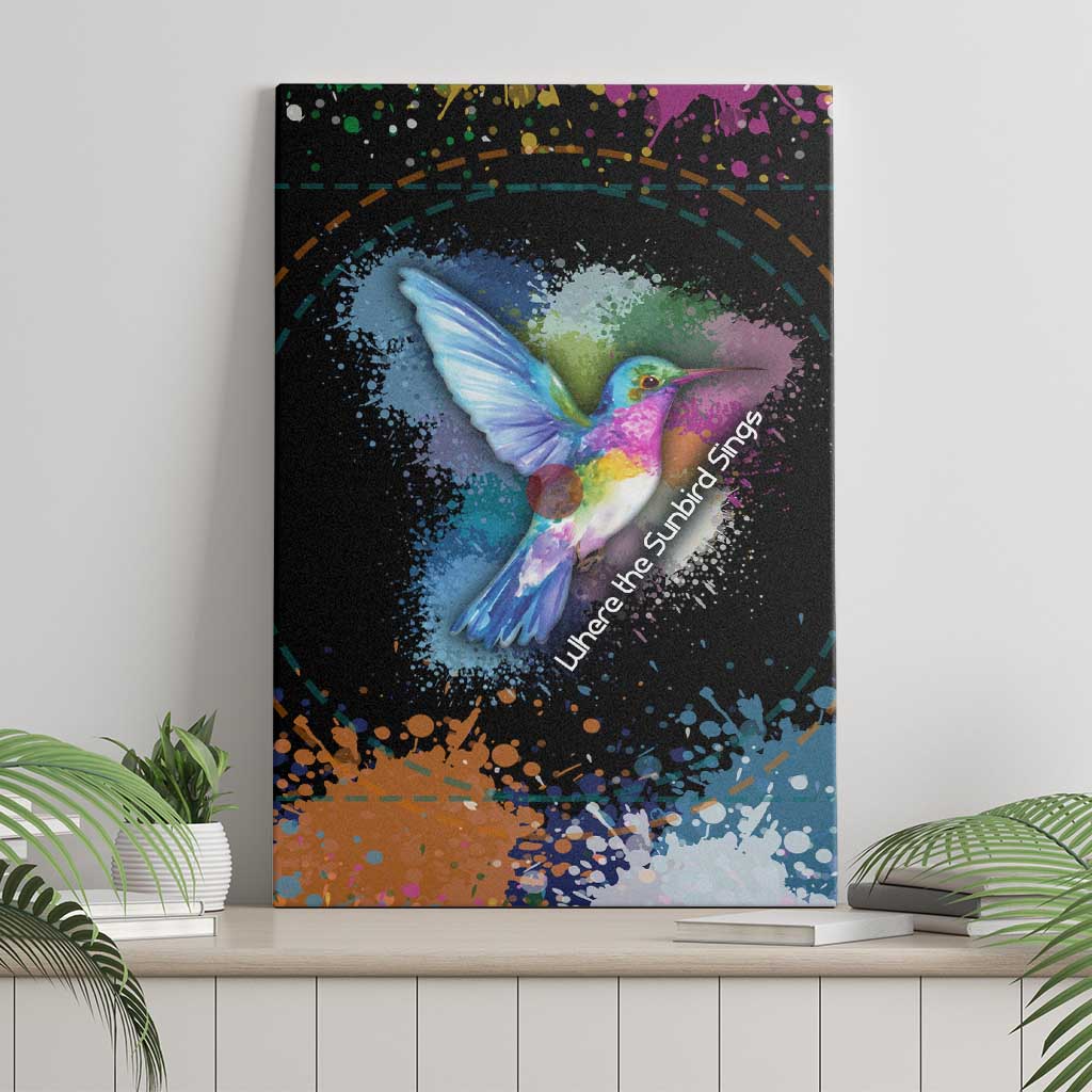Where the Sunbird Sings Canvas Wall Art with Sao Tome and Principe Flag and Color Splash Art