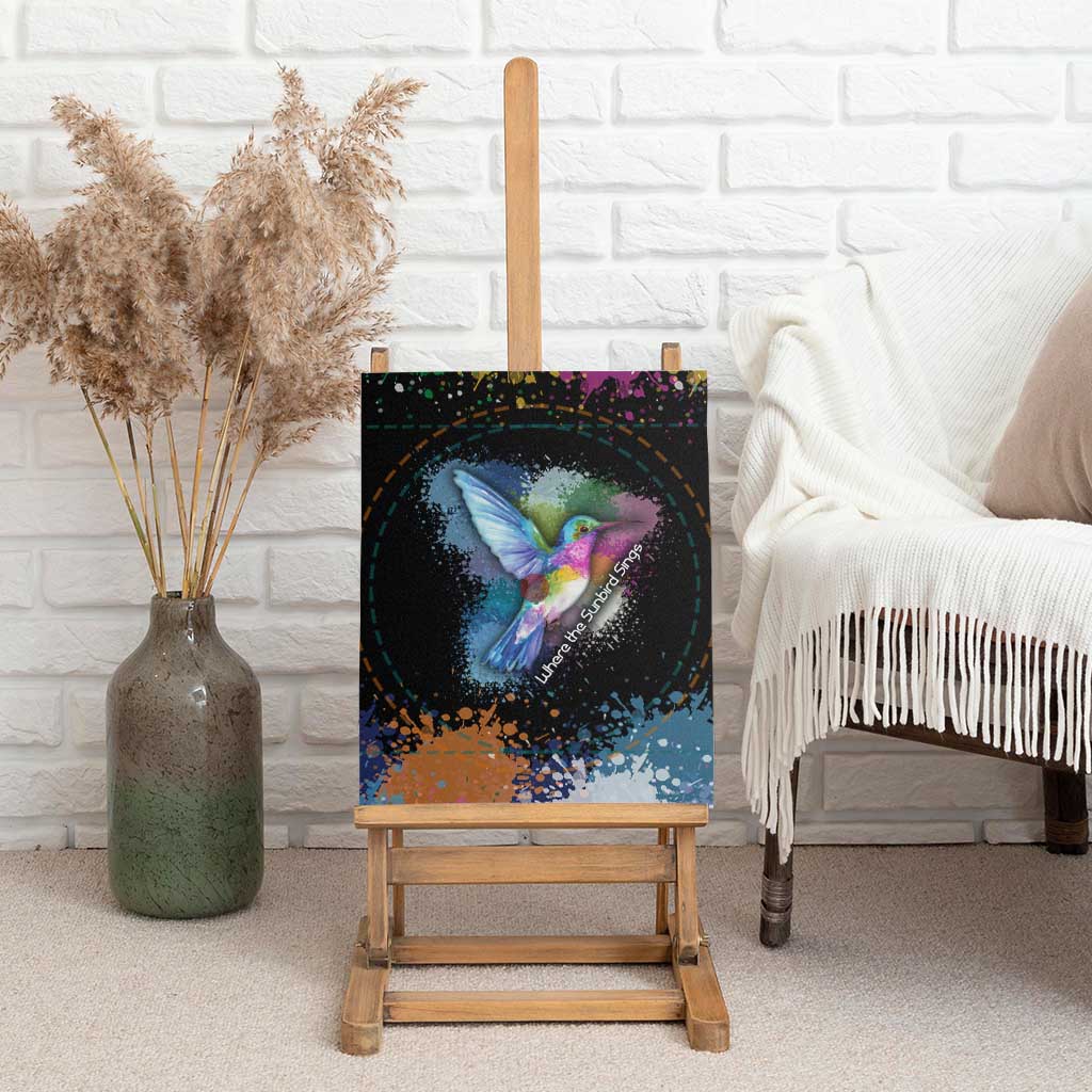 Where the Sunbird Sings Canvas Wall Art with Sao Tome and Principe Flag and Color Splash Art