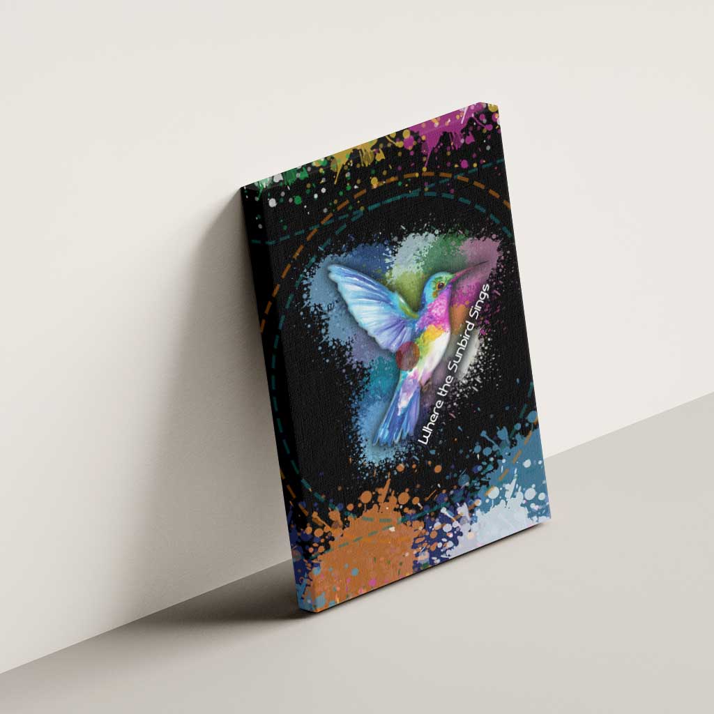 Where the Sunbird Sings Canvas Wall Art with Sao Tome and Principe Flag and Color Splash Art