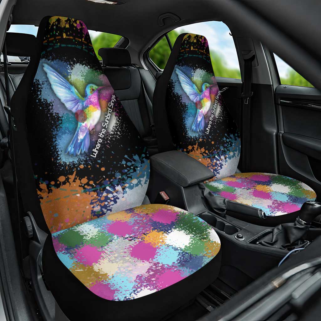 Where the Sunbird Sings Car Seat Cover with Sao Tome and Principe Flag and Color Splash Art