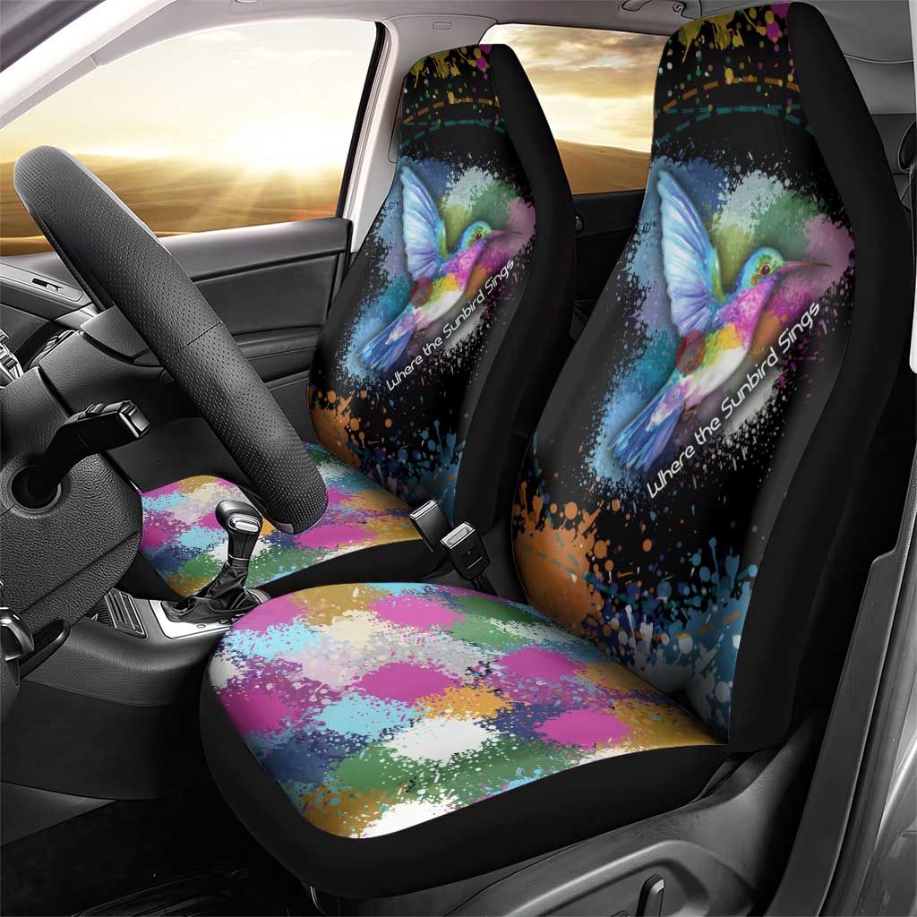 Where the Sunbird Sings Car Seat Cover with Sao Tome and Principe Flag and Color Splash Art