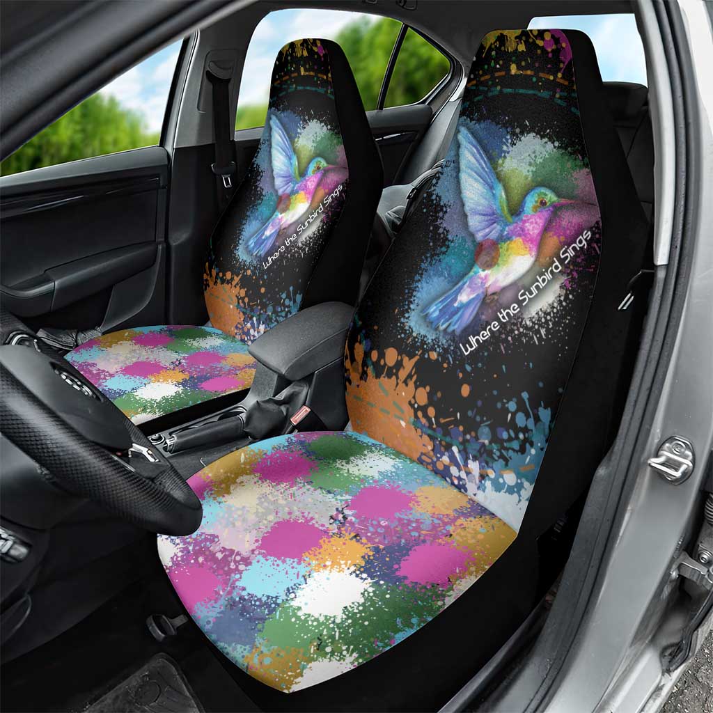 Where the Sunbird Sings Car Seat Cover with Sao Tome and Principe Flag and Color Splash Art