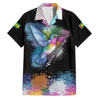 Where the Sunbird Sings Family Matching Mermaid Dress and Hawaiian Shirt with Sao Tome and Principe Flag and Color Splash Art