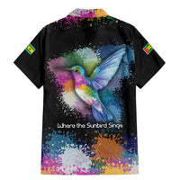 Where the Sunbird Sings Family Matching Mermaid Dress and Hawaiian Shirt with Sao Tome and Principe Flag and Color Splash Art