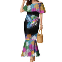 Where the Sunbird Sings Family Matching Mermaid Dress and Hawaiian Shirt with Sao Tome and Principe Flag and Color Splash Art