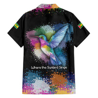 Where the Sunbird Sings Family Matching Off Shoulder Maxi Dress and Hawaiian Shirt with Sao Tome and Principe Flag and Color Splash Art