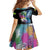 Where the Sunbird Sings Family Matching Off Shoulder Short Dress and Hawaiian Shirt with Sao Tome and Principe Flag and Color Splash Art