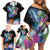 Where the Sunbird Sings Family Matching Off Shoulder Short Dress and Hawaiian Shirt with Sao Tome and Principe Flag and Color Splash Art