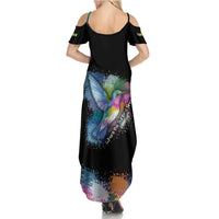 Where the Sunbird Sings Family Matching Summer Maxi Dress and Hawaiian Shirt with Sao Tome and Principe Flag and Color Splash Art
