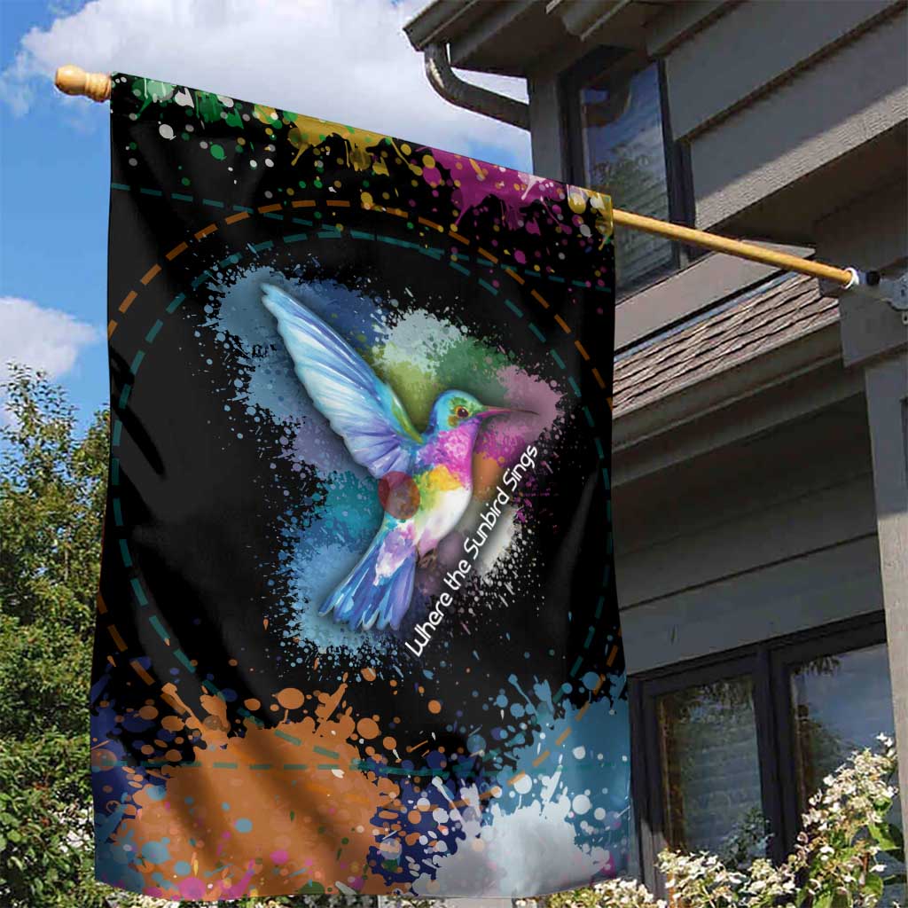 Where the Sunbird Sings Garden Flag with Sao Tome and Principe Flag and Color Splash Art