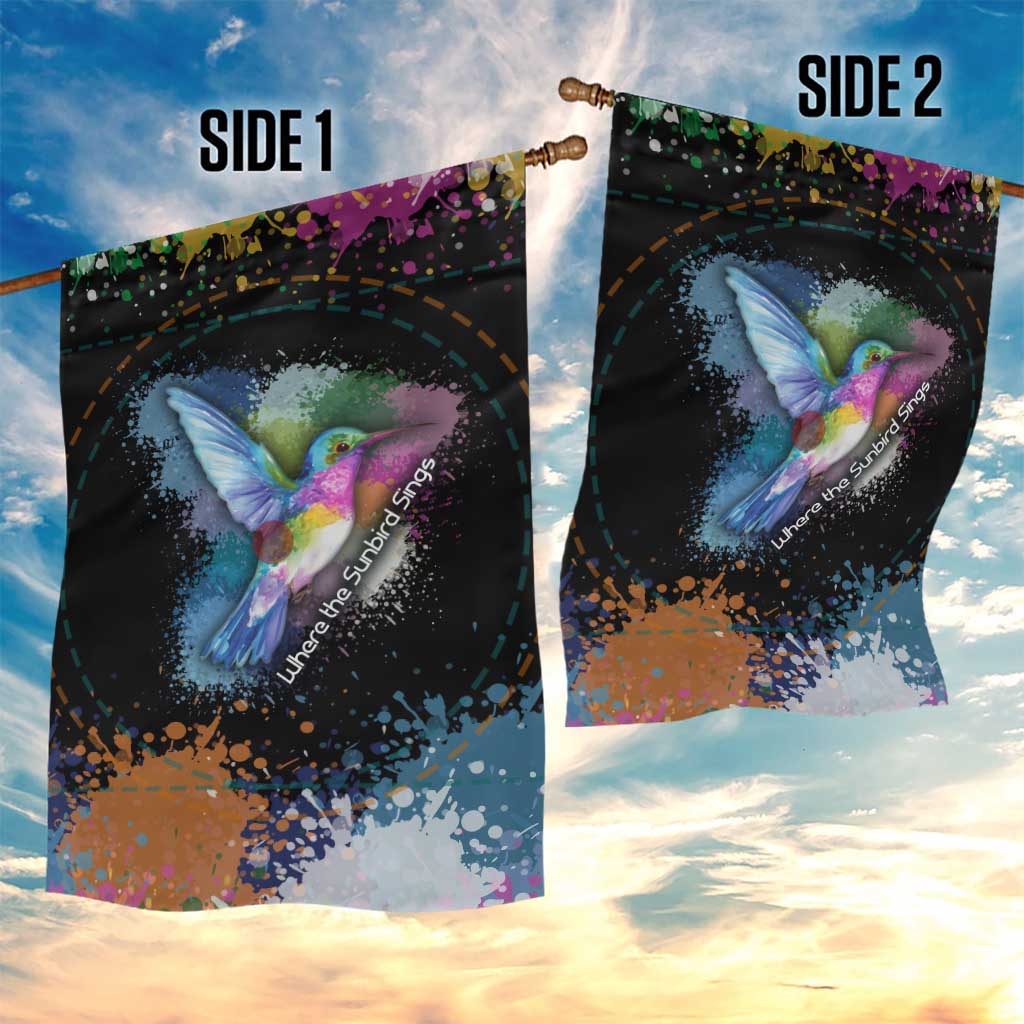 Where the Sunbird Sings Garden Flag with Sao Tome and Principe Flag and Color Splash Art