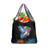 Where the Sunbird Sings Grocery Bag with Sao Tome and Principe Flag and Color Splash Art