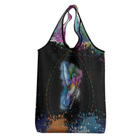 Where the Sunbird Sings Grocery Bag with Sao Tome and Principe Flag and Color Splash Art