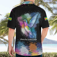 Where the Sunbird Sings Hawaiian Shirt with Sao Tome and Principe Flag and Color Splash Art
