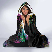 Where the Sunbird Sings Hooded Blanket with Sao Tome and Principe Flag and Color Splash Art