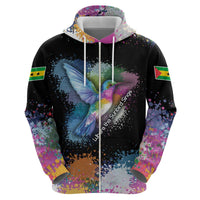 Where the Sunbird Sings Hoodie with Sao Tome and Principe Flag and Color Splash Art