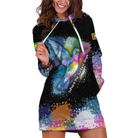 Where the Sunbird Sings Hoodie Dress with Sao Tome and Principe Flag and Color Splash Art