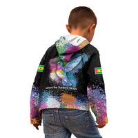 Where the Sunbird Sings Kid Hoodie with Sao Tome and Principe Flag and Color Splash Art