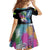 Where the Sunbird Sings Kid Short Sleeve Dress with Sao Tome and Principe Flag and Color Splash Art