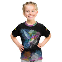 Where the Sunbird Sings Kid T Shirt with Sao Tome and Principe Flag and Color Splash Art