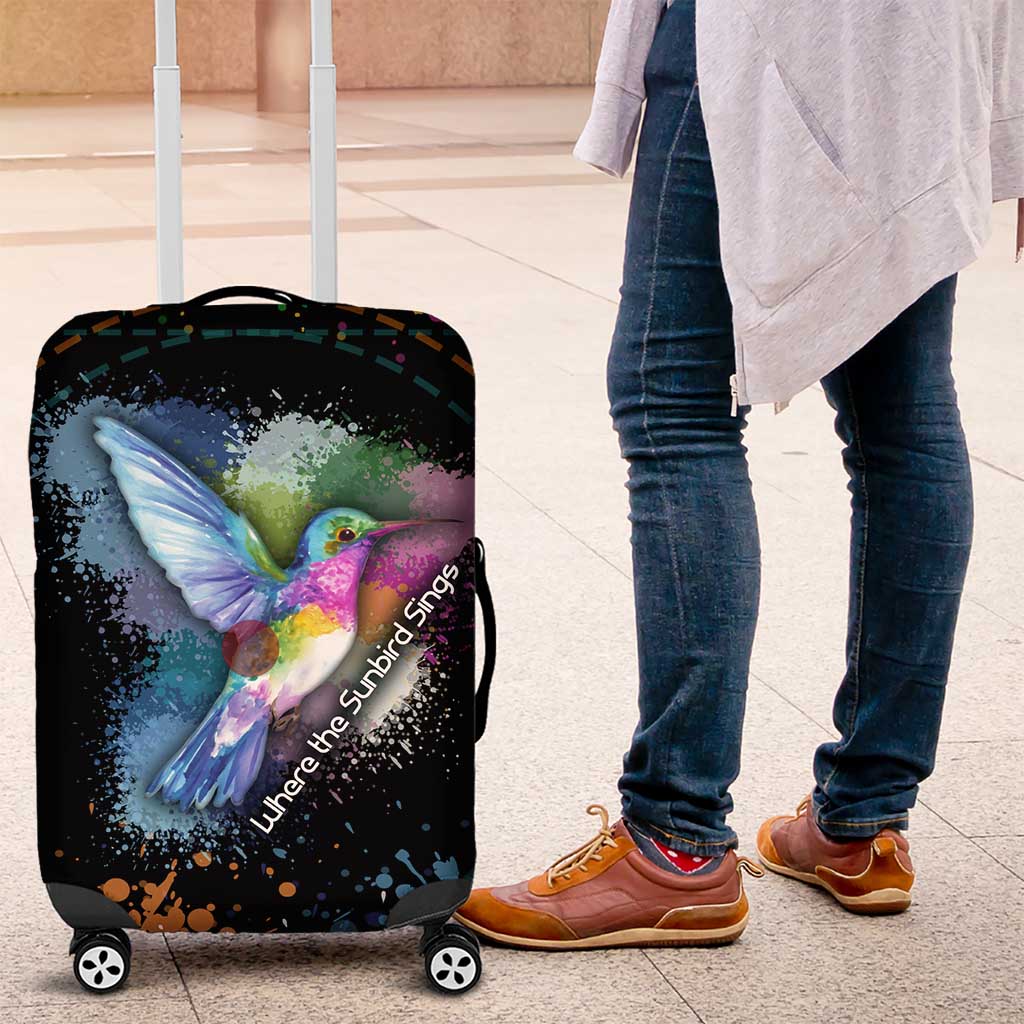 Where the Sunbird Sings Luggage Cover with Sao Tome and Principe Flag and Color Splash Art