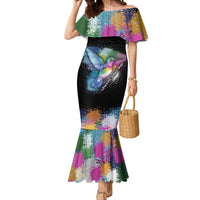 Where the Sunbird Sings Mermaid Dress with Sao Tome and Principe Flag and Color Splash Art