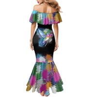 Where the Sunbird Sings Mermaid Dress with Sao Tome and Principe Flag and Color Splash Art