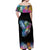 Where the Sunbird Sings Off Shoulder Maxi Dress with Sao Tome and Principe Flag and Color Splash Art