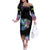 Where the Sunbird Sings Off The Shoulder Long Sleeve Dress with Sao Tome and Principe Flag and Color Splash Art