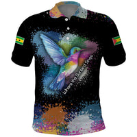 Where the Sunbird Sings Polo Shirt with Sao Tome and Principe Flag and Color Splash Art