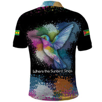 Where the Sunbird Sings Polo Shirt with Sao Tome and Principe Flag and Color Splash Art