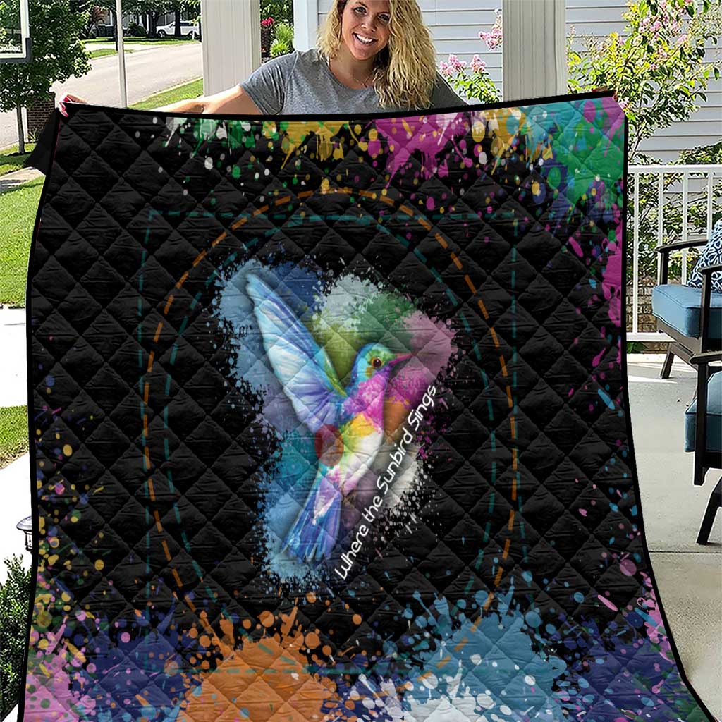 Where the Sunbird Sings Quilt with Sao Tome and Principe Flag and Color Splash Art