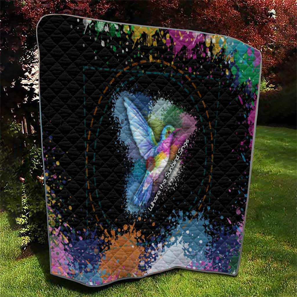 Where the Sunbird Sings Quilt with Sao Tome and Principe Flag and Color Splash Art