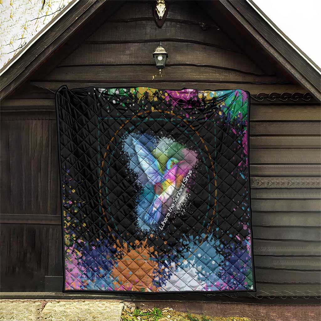 Where the Sunbird Sings Quilt with Sao Tome and Principe Flag and Color Splash Art