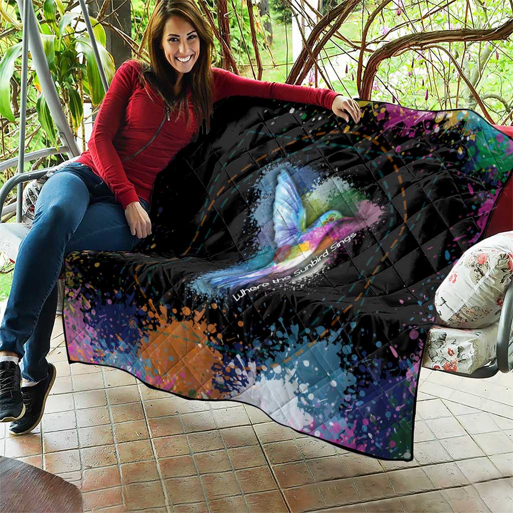 Where the Sunbird Sings Quilt with Sao Tome and Principe Flag and Color Splash Art