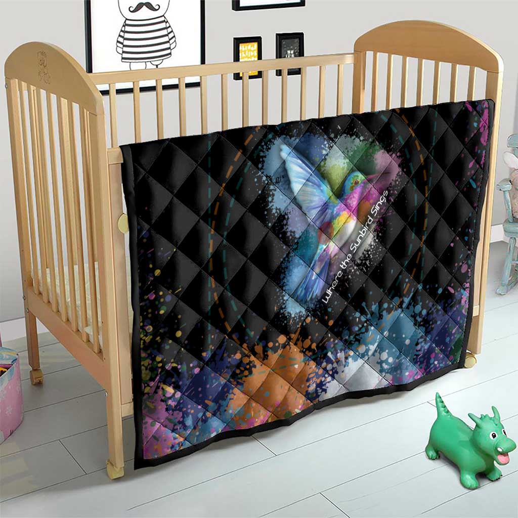 Where the Sunbird Sings Quilt with Sao Tome and Principe Flag and Color Splash Art